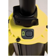 Portable LED work light system showing three power level settings and battery indicator