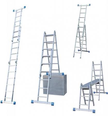 Šarnyrinės dviejų dalių kopėčios Combi 2x3 + 2x6 pakopų